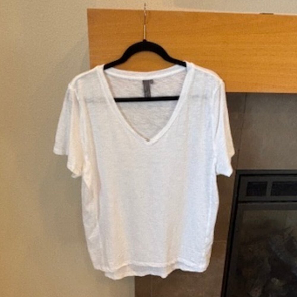 SWEATY BETTY Women's 100% Cotton Tee V Neck White Size XL